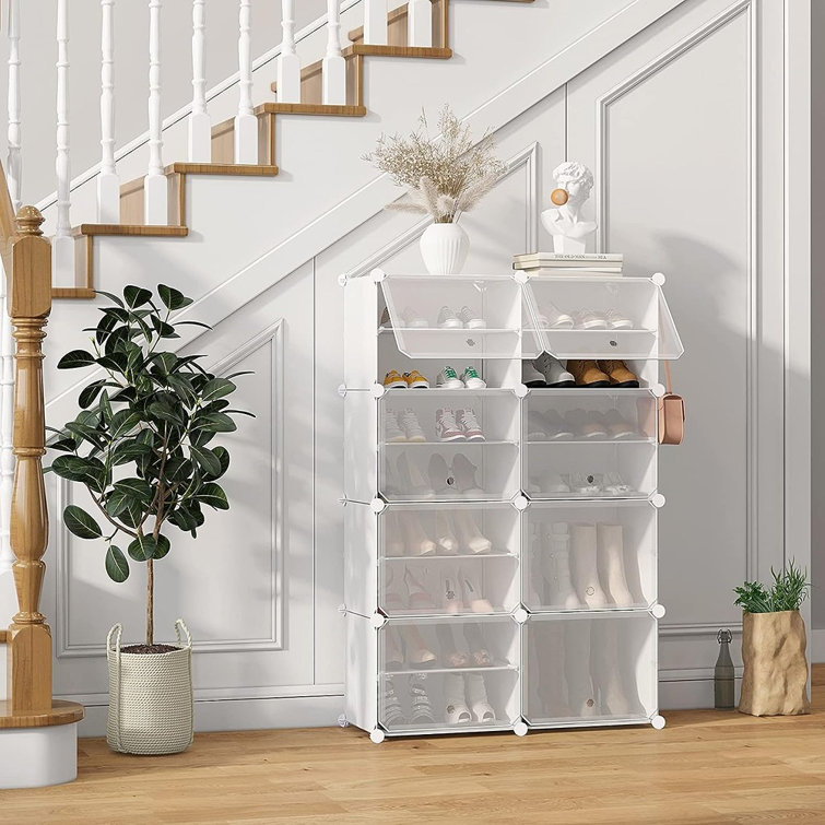 White stackable 2025 shoe rack